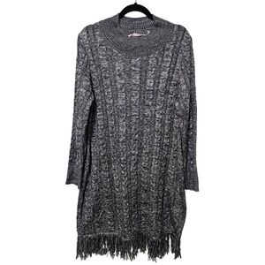 Soft Surroundings Gray Cable Knit Sweater Dress Fringe Gray Size XL Cozy Minimal